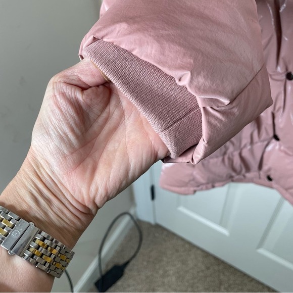 NEW With Tags Zara Dusty Pink Metallic Oversized Hooded Down Puffer Coat Medium - Picture 8 of 13